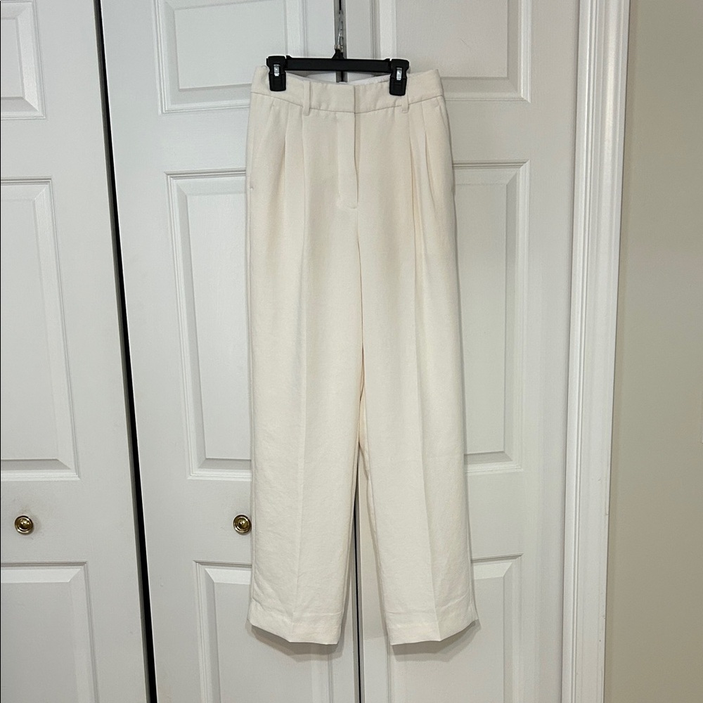 White Aritzia Effortless trousers